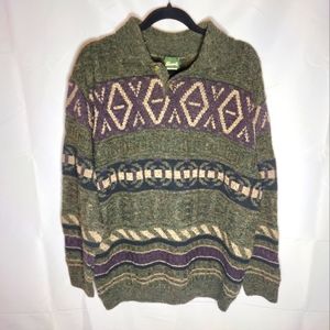 Penman's Men's Large Acrylic Vintage Sweater Olive Green